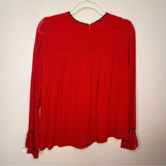 Ganni Pleated Georgette Polka Dot Plissé Blouse 38 - Picture 12 of 13